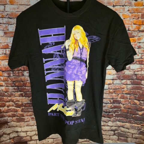 Hannah Montana Graphic T Shirt M Black Disney Miley Cyrus Pop Star Tee for sale at Nostalgik Vibes