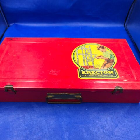 Vintage A.C. Gilbert Erector Set No. 4½ Motorized Set Red Metal Case Parts Lot