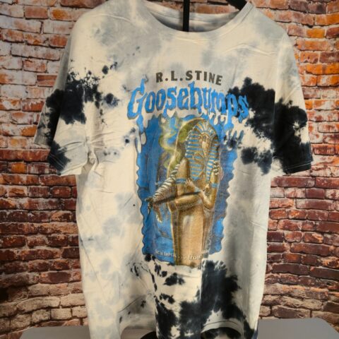 Goosebumps R.L. Stine Mummy Graphic T Shirt Mens M Tie Dye Horror Book for sale at Nostalgik Vibes