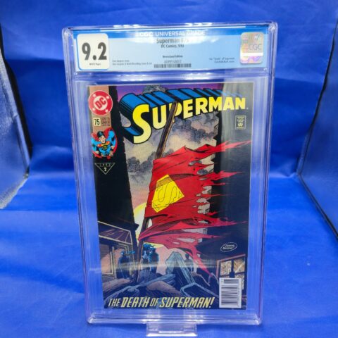 Superman 75 CGC 9.2 Newsstand Death of Superman DC 1993 White Pages for sale at Nostalgik Vibes