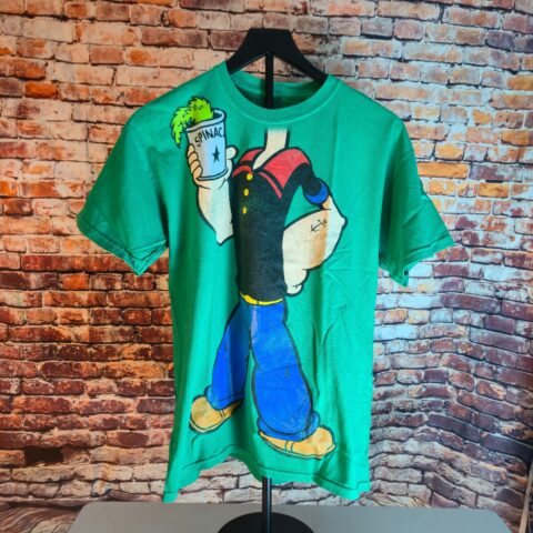 Popeye Spinach Costume Graphic T Shirt Green Cartoon Character Tee Adult L for sale at Nostalgik Vibes