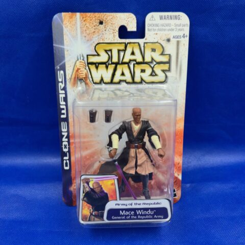 Star Wars Clone Wars Mace Windu Army of Republic Figure Hasbro MOC for sale at Nostalgik Vibes