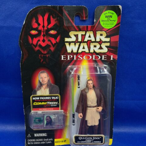 Star Wars Episode 1 Qui Gon Jinn Commtech Action Figure Hasbro for sale at Nostalgik Vibes