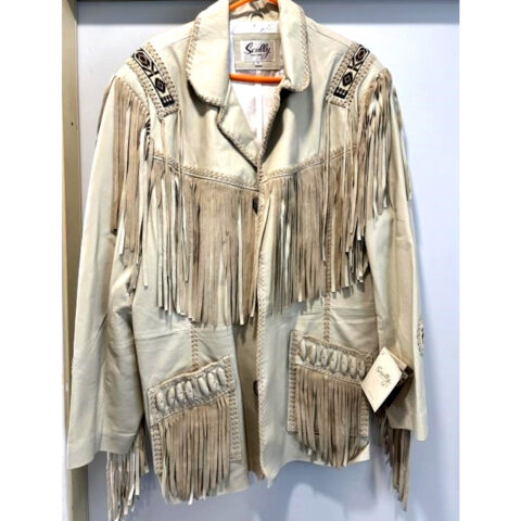 NEW MENS SCULLY BONME FRINGE LEATHER JACKET SIZE 52 STYLE #758 for sale at Nostalgik Vibes