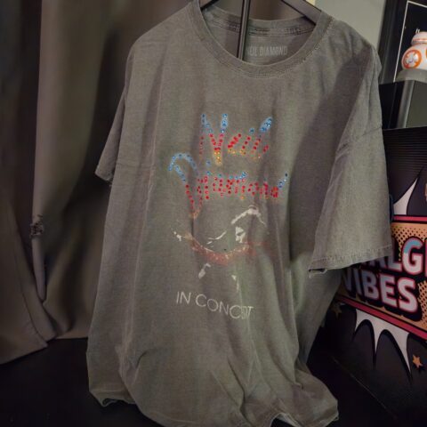 Neil Diamond In Concert T-Shirt L – Faded Rhinestone Graphic Tour Shirt for sale at Nostalgik Vibes