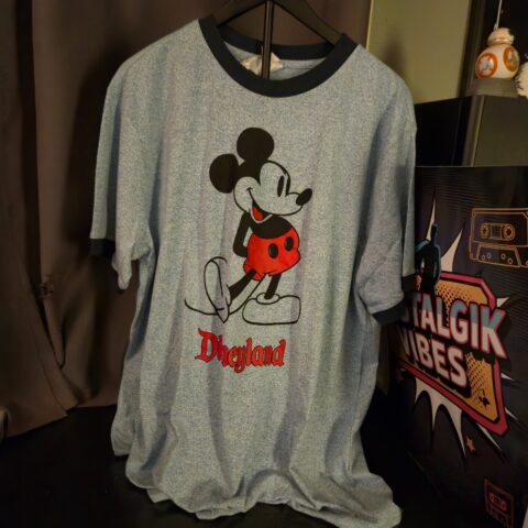 Disneyland Mickey Mouse T-Shirt Men’s XL Heather Blue Ringer Tee Disney Parks for sale at Nostalgik Vibes