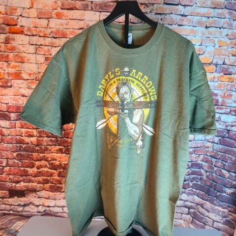 Daryl Dixon Walking Dead Crossbow Graphic T Shirt TeeFury Green XL Zombie for sale at Nostalgik Vibes