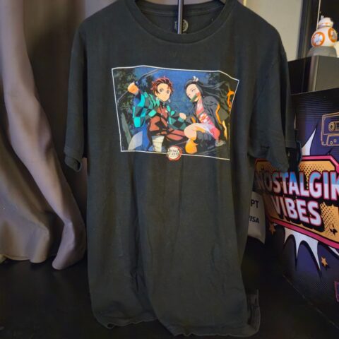 Demon Slayer T-Shirt Size Large Black Anime Tanjiro & Nezuko Graphic Tee Size L for sale at Nostalgik Vibes