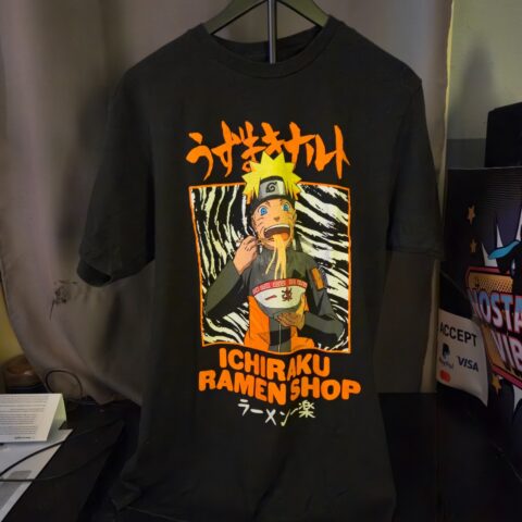 Naruto Shippuden Ichiraku Ramen Shop Vintage Anime Graphic T-Shirt Black Size L for sale at Nostalgik Vibes