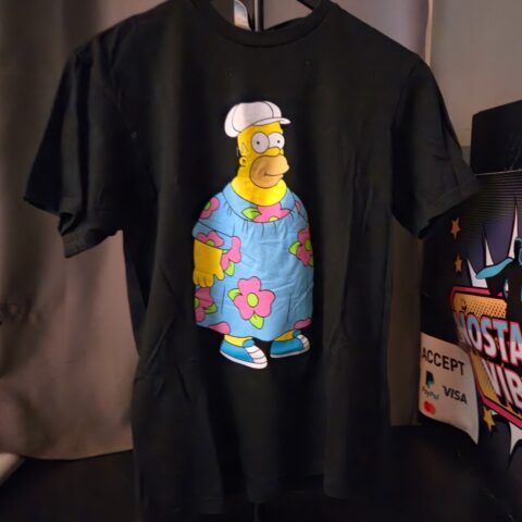 The Simpsons Homer Simpson Graphic T-Shirt Black Adult Size L Funny Cartoon Tee for sale at Nostalgik Vibes