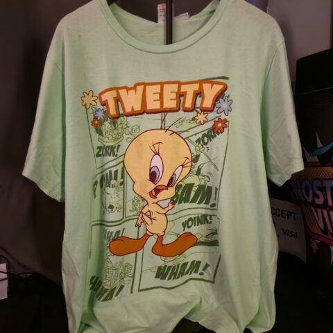 Tweety Bird Looney Tunes Graphic T-Shirt Green Cartoon Tee Size 2XL for sale at Nostalgik Vibes