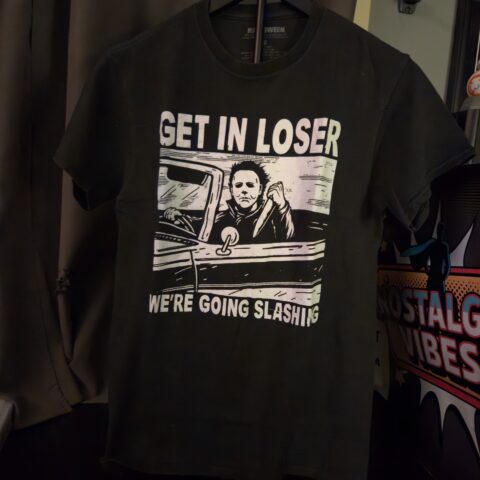 Michael Myers “Get In Loser We’re Going Slashing” Halloween Horror T-Shirt – S for sale at Nostalgik Vibes
