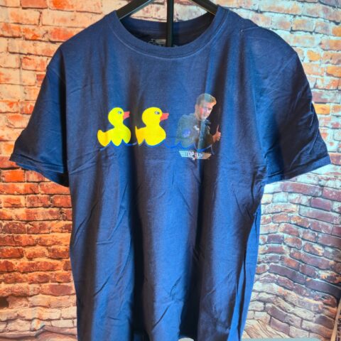Top Gun Rubber Duck Graphic T Shirt Navy Blue 80sTees Movie Tee Adult Large for sale at Nostalgik Vibes