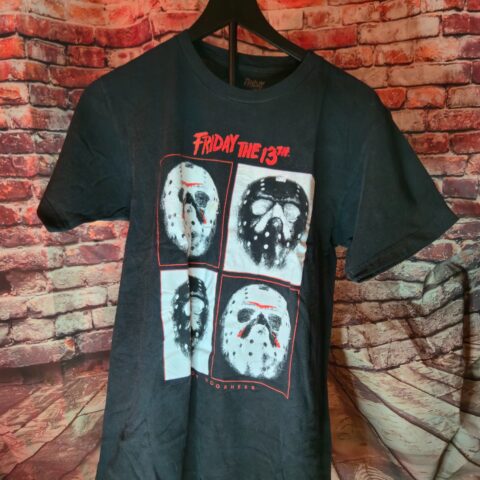 Friday the 13th Jason Voorhees Horror T-Shirt Mens Medium Black Graphic Tee for sale at Nostalgik Vibes