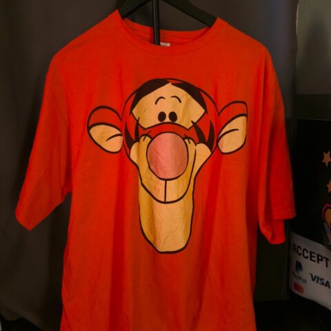 Disney Tigger Large Face Vintage Graphic T-Shirt Orange Winnie the Pooh Size 2XL for sale at Nostalgik Vibes