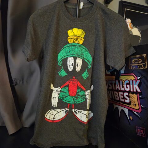 Marvin the Martian T-Shirt Men’s Medium Gray Looney Tunes Retro Graphic Tee for sale at Nostalgik Vibes