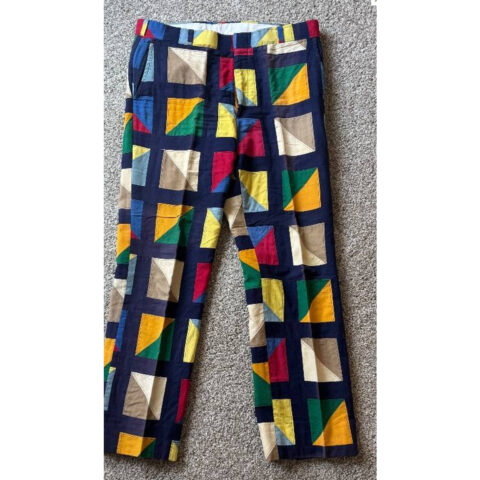 Vintage MENS Handmade Patchwork GOLF Pants with Geometric Pattern 38 for sale at Nostalgik Vibes