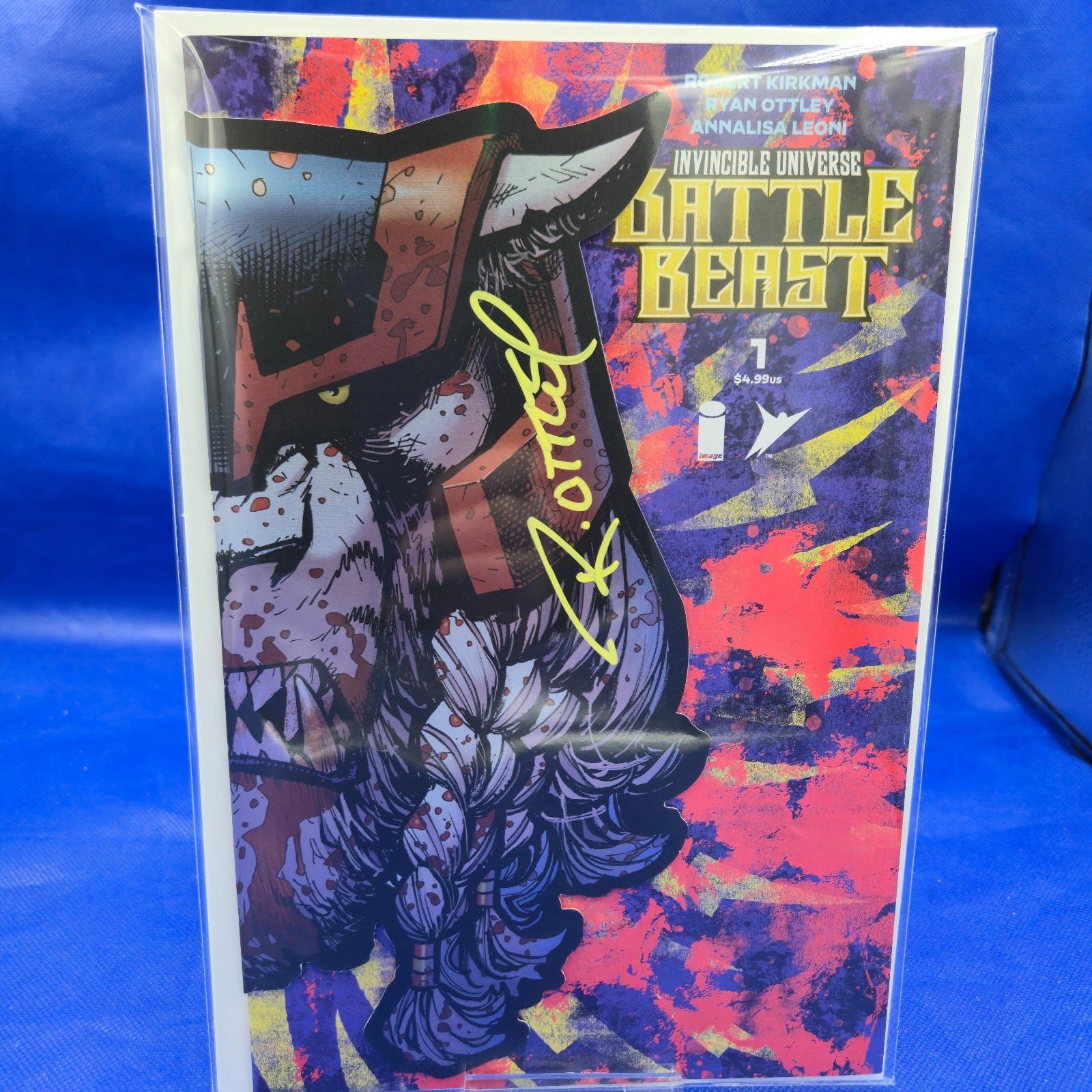BATTLE BEAST #1 IMAGE 2025 SIGNED RYAN OTTLEY DIE CUT FOIL VARIANT NM W/COA