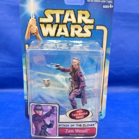 2002 Star Wars AOTC Zam Wesell Bounty Hunter Quick Draw SEALED MOC Clawdite