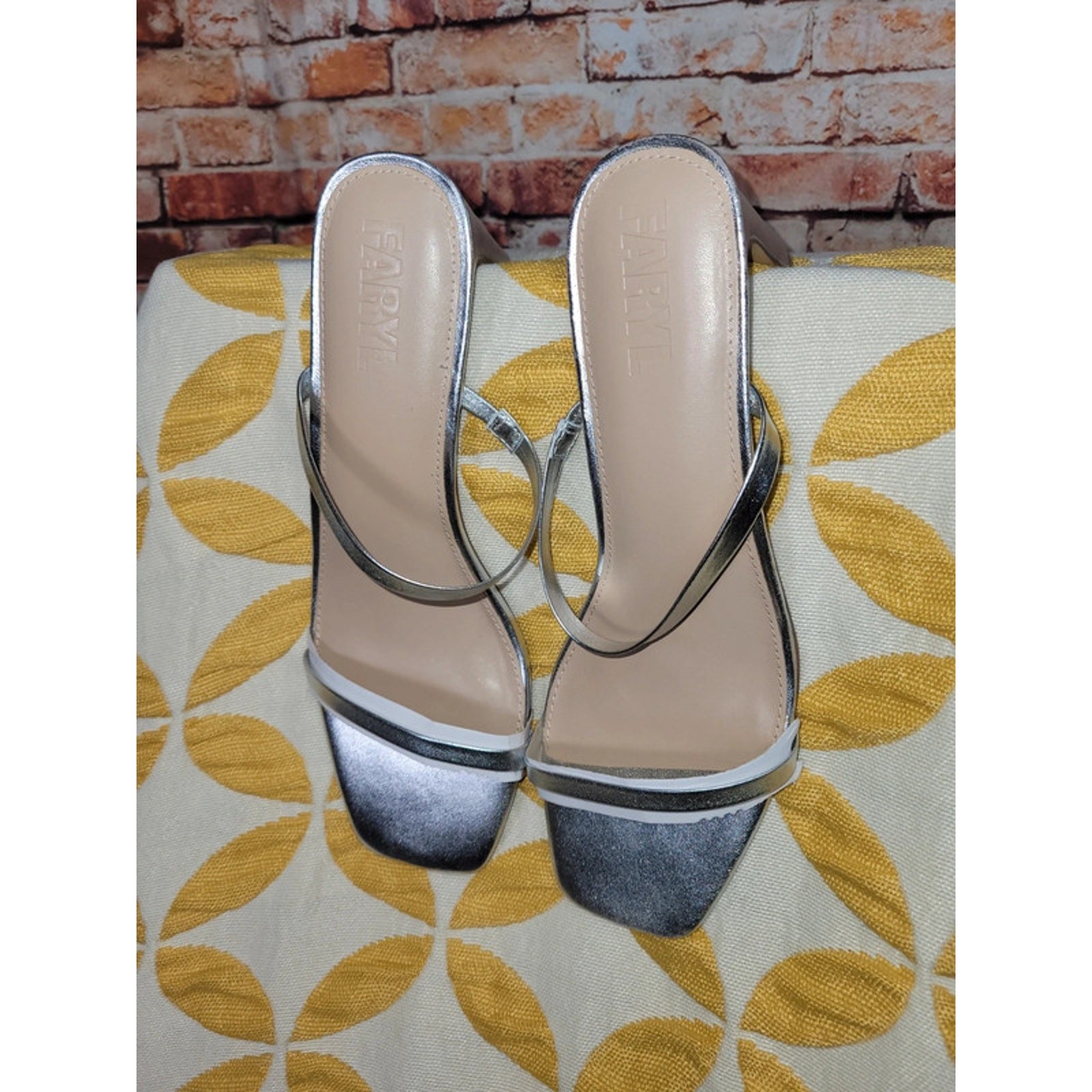 FARYL by Farylrobin Analisa Heeled Sandal Silver Womens Size 12 M NWB