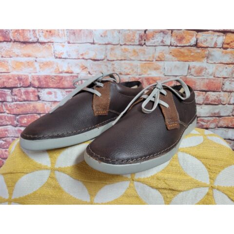 Clarks Men’s Gereld Low Leather Sneaker Size 7.5 Dark Brown Lace Up Casual Shoes