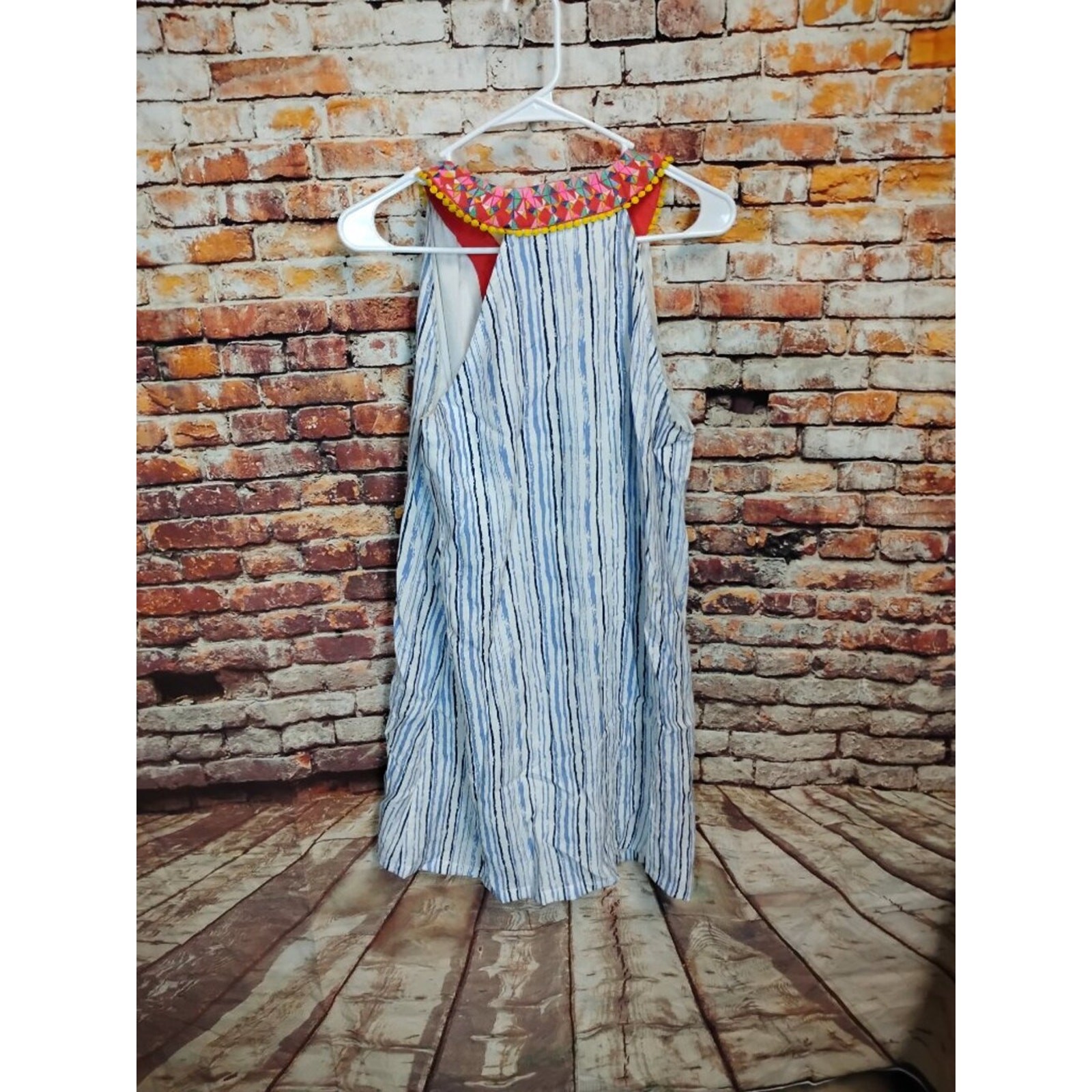THML Womens Medium Blue White Striped Dress
