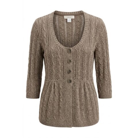 Christopher & Banks Womens Sweater Petite M Tan Knit Pullover NWOT