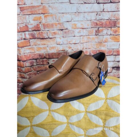 La Milano Mens Double Monk Strap Dress Shoe Sz 7.5 Brown Leather NEW W/ BOX