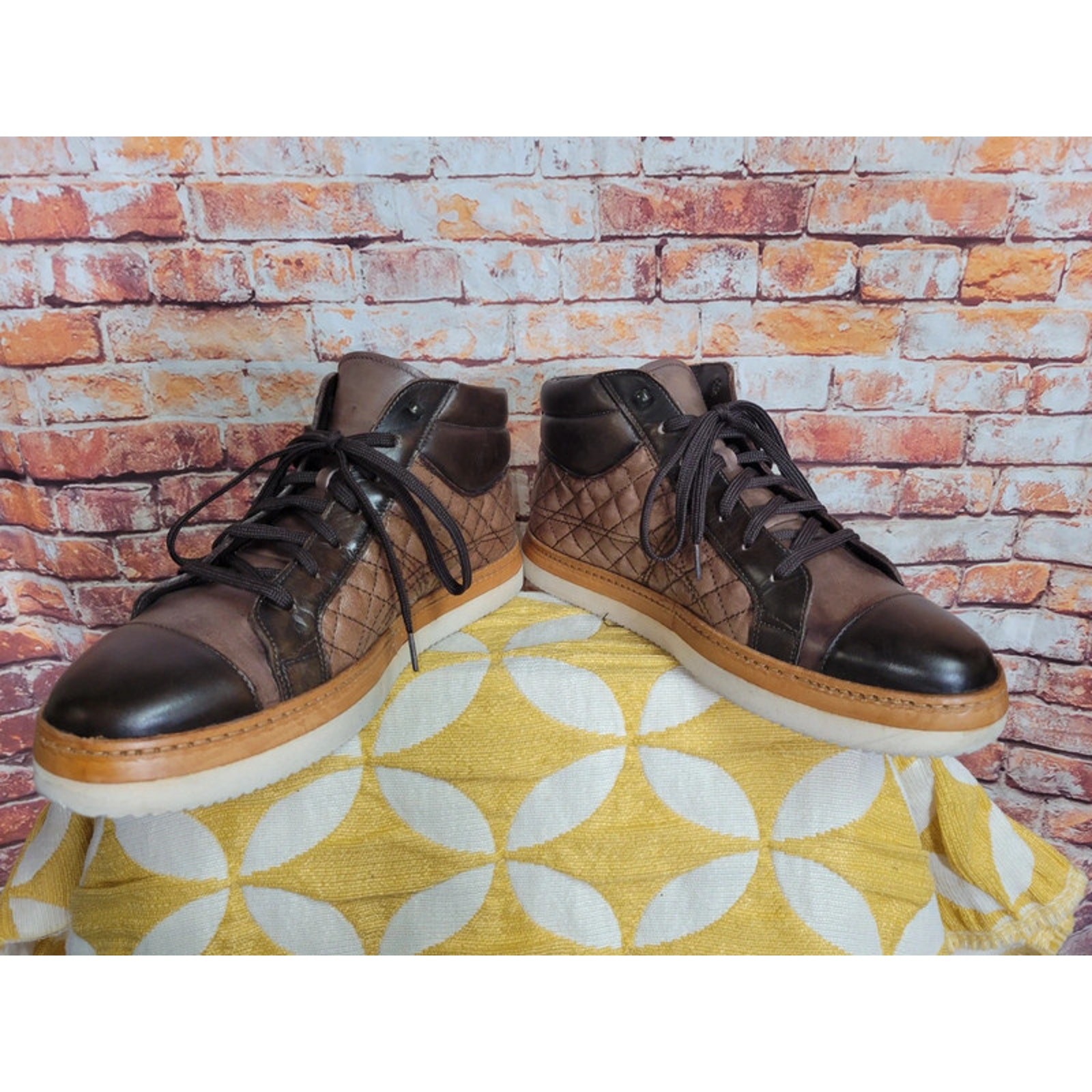 Jose Real Men’s High Top Sneakers Size 41 EU 8 US Brown Italian Leather Shoes