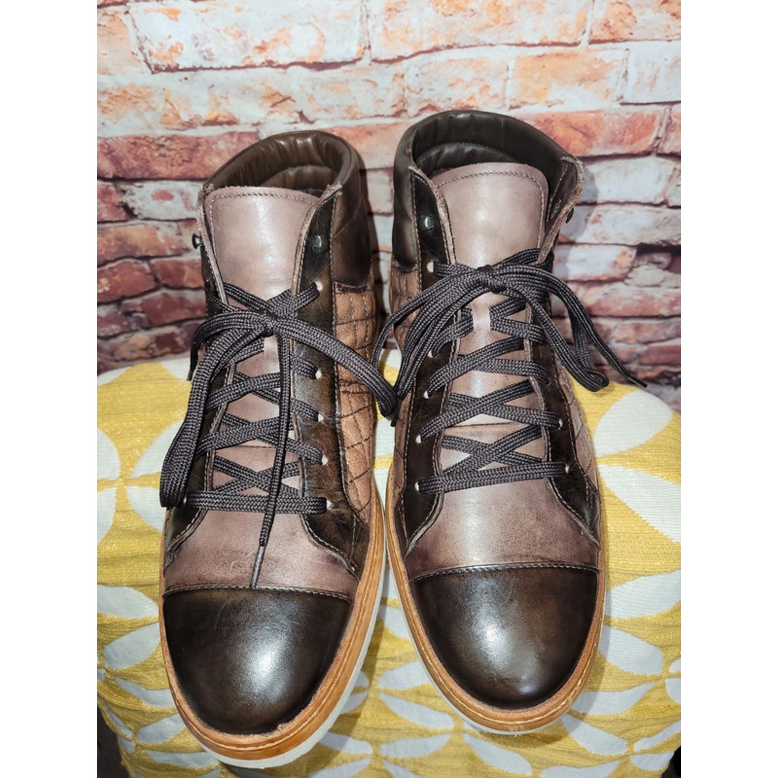 Jose Real Men’s High Top Sneakers Size 41 EU 8 US Brown Italian Leather Shoes