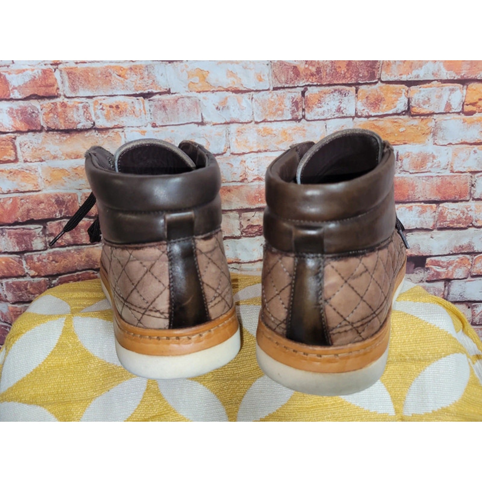 Jose Real Men’s High Top Sneakers Size 41 EU 8 US Brown Italian Leather Shoes