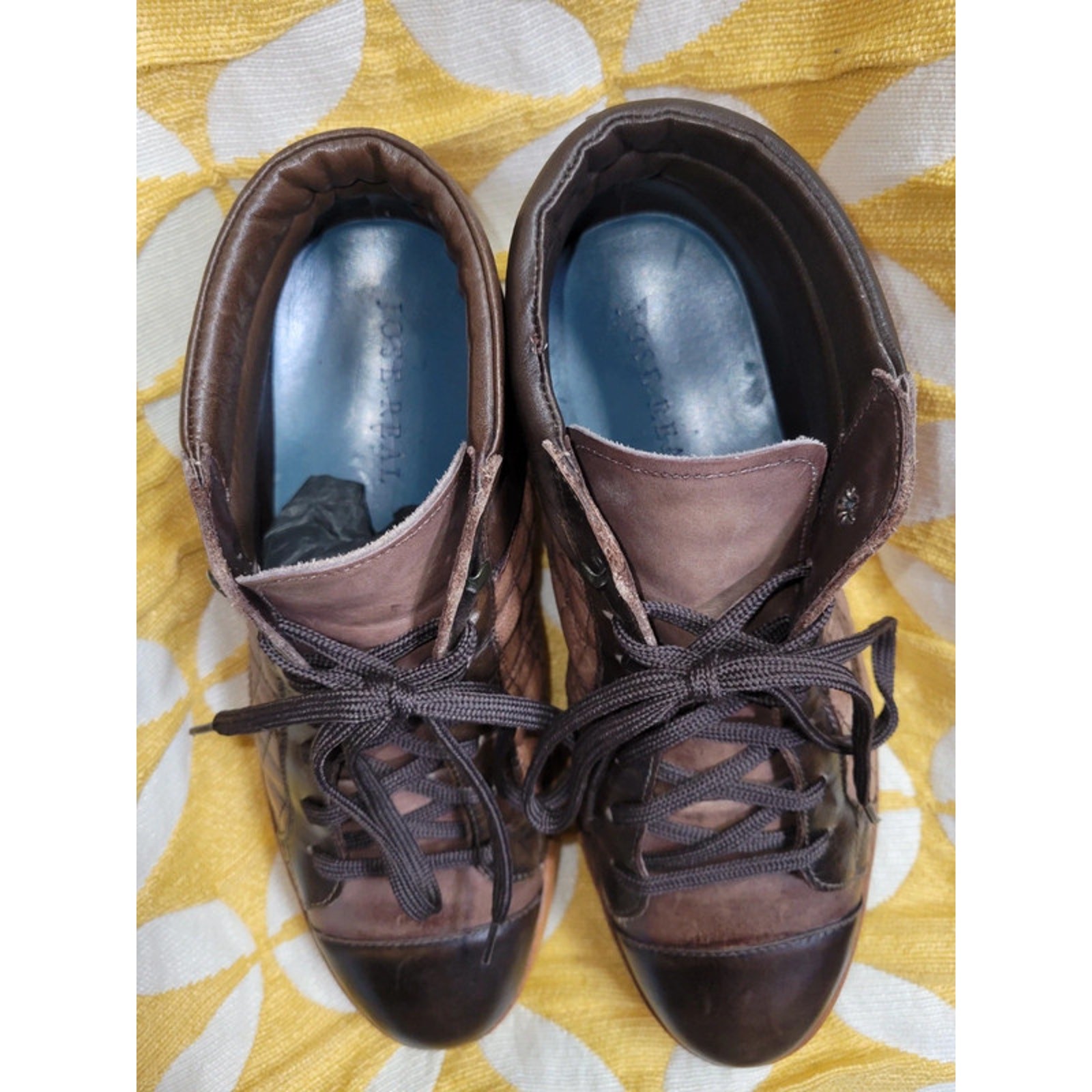 Jose Real Men’s High Top Sneakers Size 41 EU 8 US Brown Italian Leather Shoes