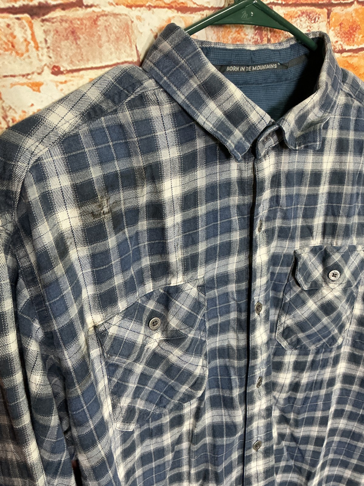 KUHL Flannel Shirt Mens XL Blue Plaid Long Sleeve Button Down Outdoor Camping