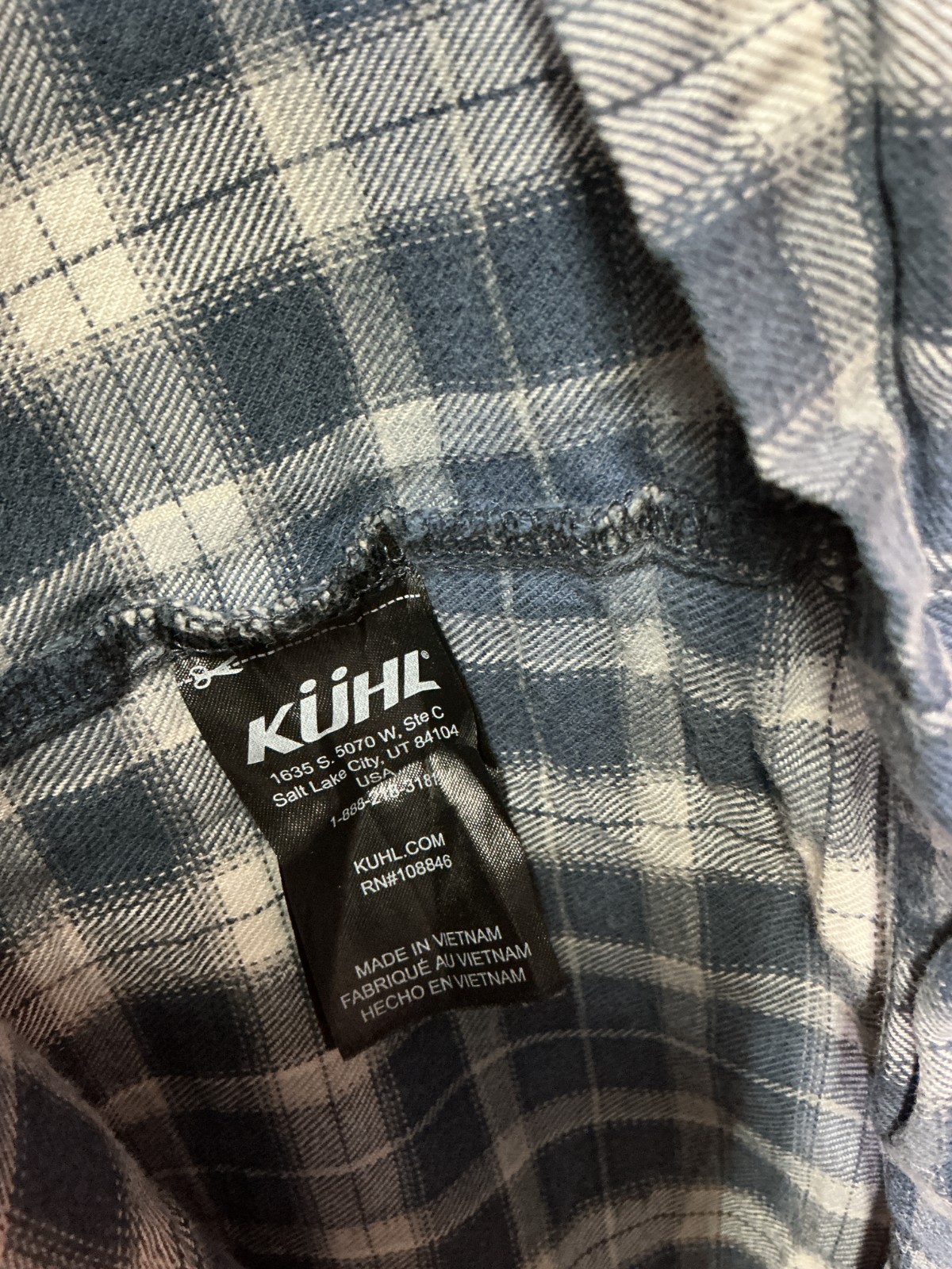 KUHL Flannel Shirt Mens XL Blue Plaid Long Sleeve Button Down Outdoor Camping