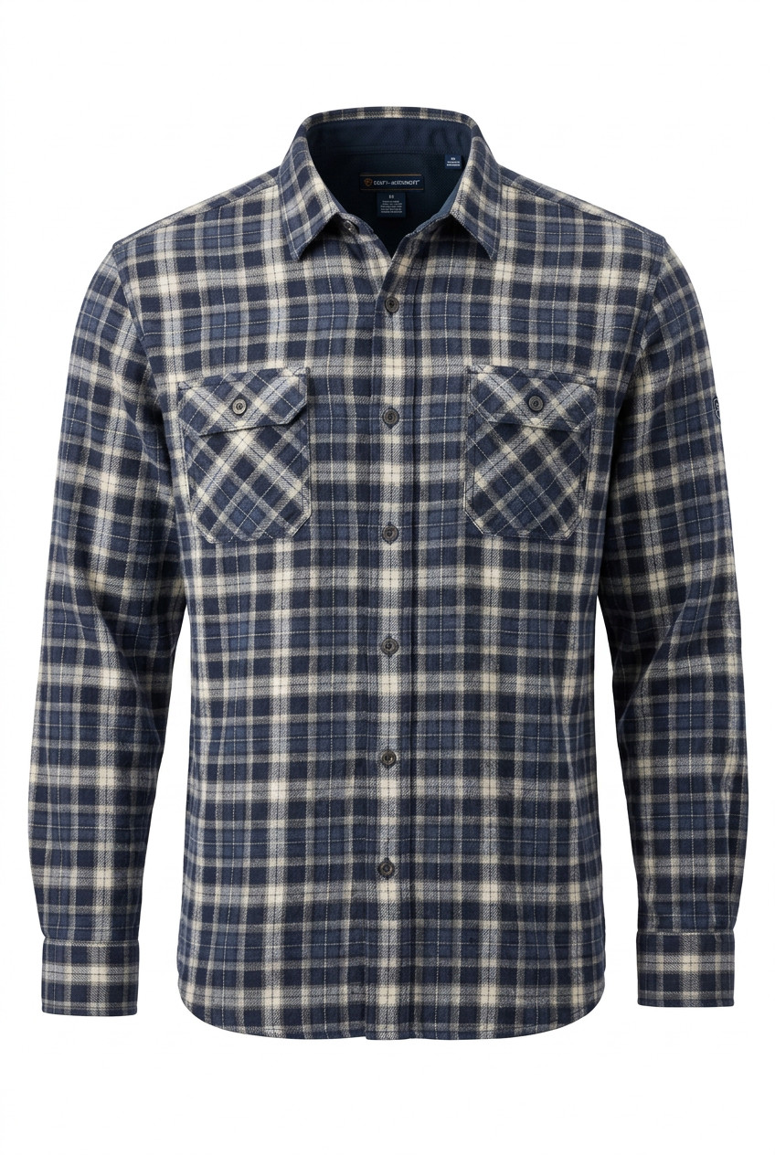 KUHL Flannel Shirt Mens XL Blue Plaid Long Sleeve Button Down Outdoor Camping