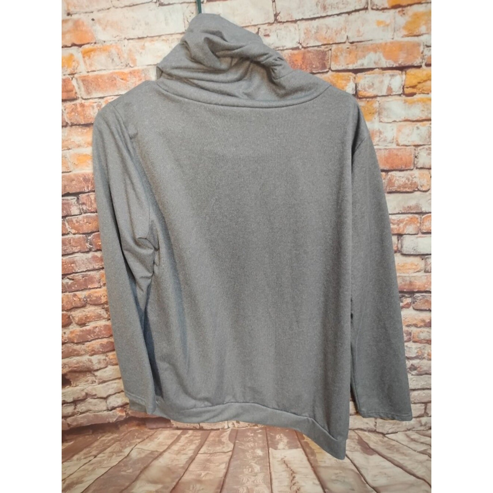 MISSLOOK Womens 2XL Grey Turtleneck Hoodie Cow Print