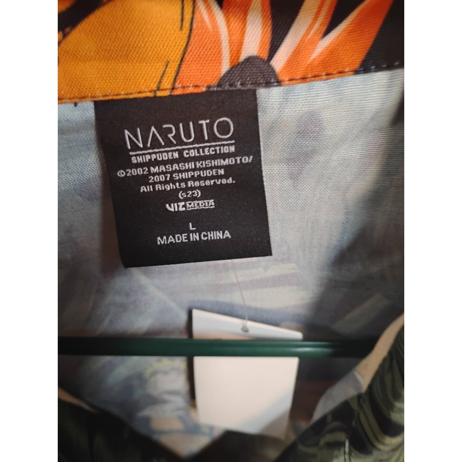 Naruto Mens Black Hawaiian Shirt Size L Anime Print