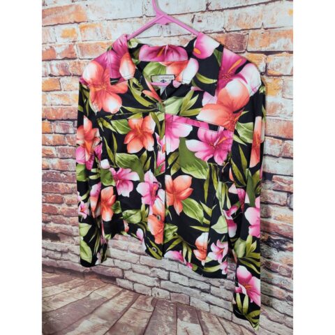 Caribbean Joe Women’s Floral Jacket Size S Multicolor Fitted Cover Up