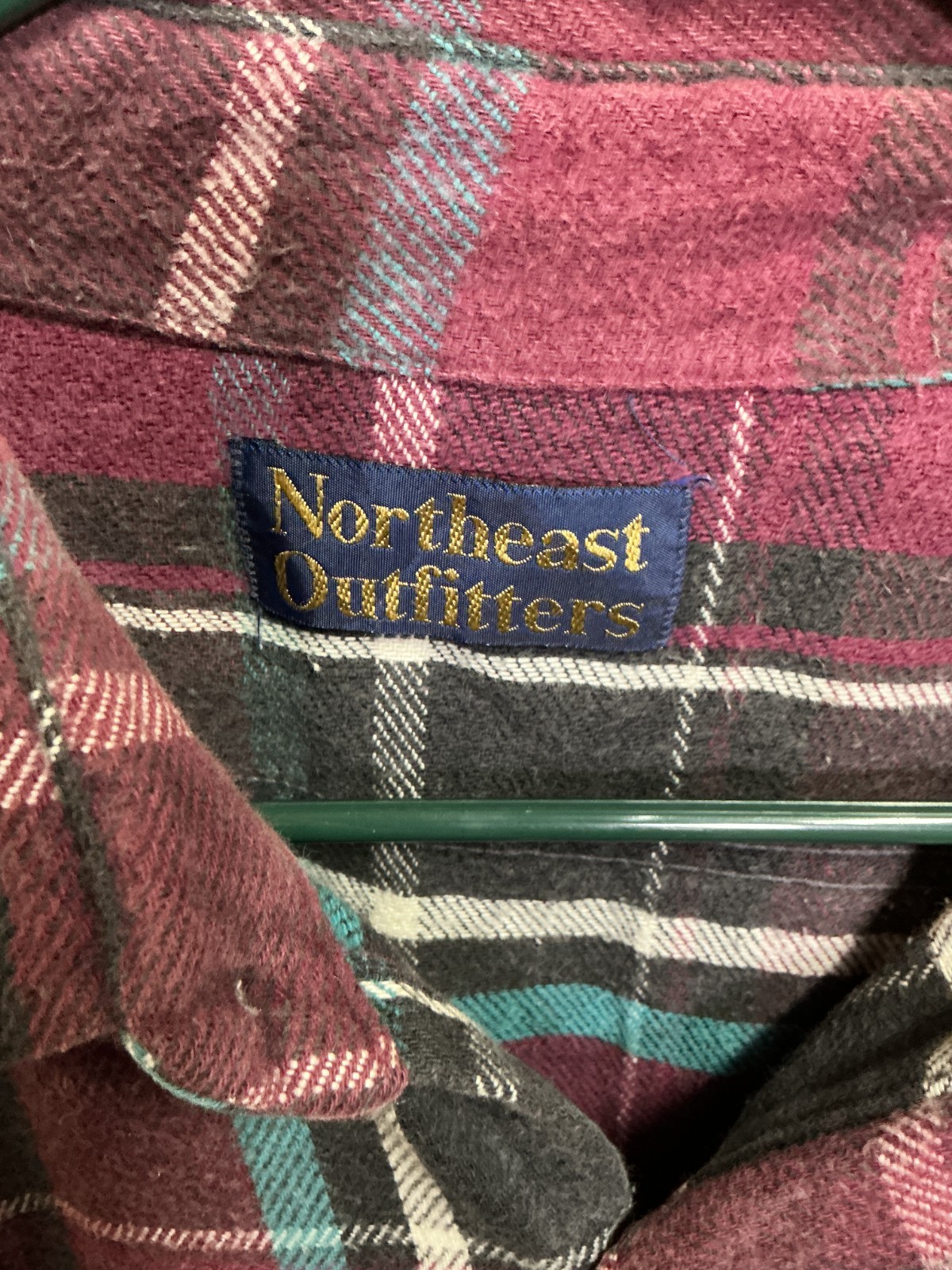 Northeast Outfitters Flannel Shirt Mens Purple Teal Plaid Long Sleeve Button Up