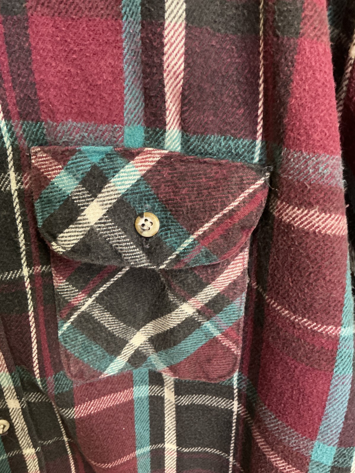 Northeast Outfitters Flannel Shirt Mens Purple Teal Plaid Long Sleeve Button Up