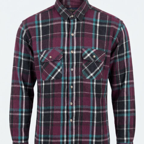 Northeast Outfitters Flannel Shirt Mens Purple Teal Plaid Long Sleeve Button Up