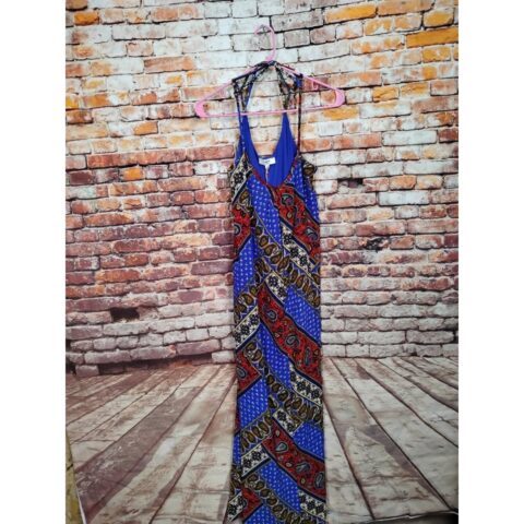 Hayden Womens L Blue Colorful Pattern Maxi Dress