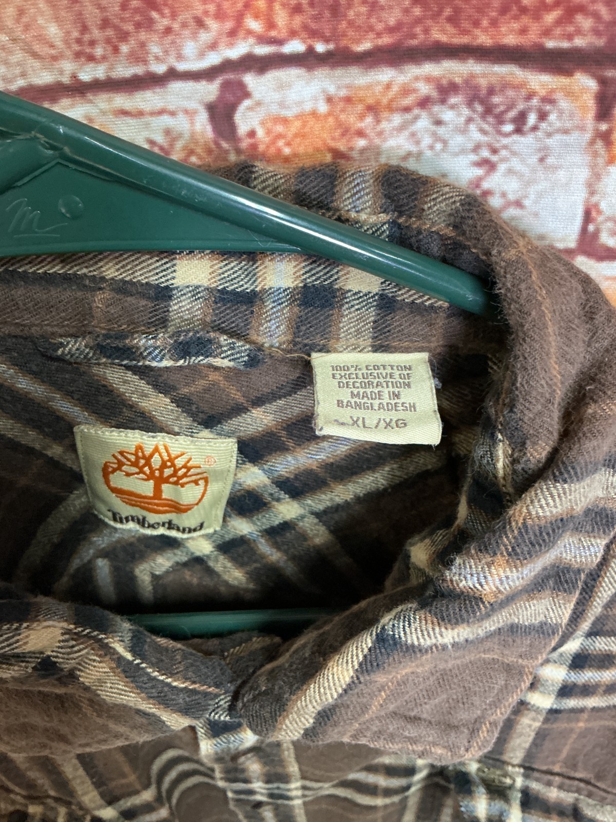 Timberland brown/tan/black stripe plaid flannel Extra Large (XL) Shirt