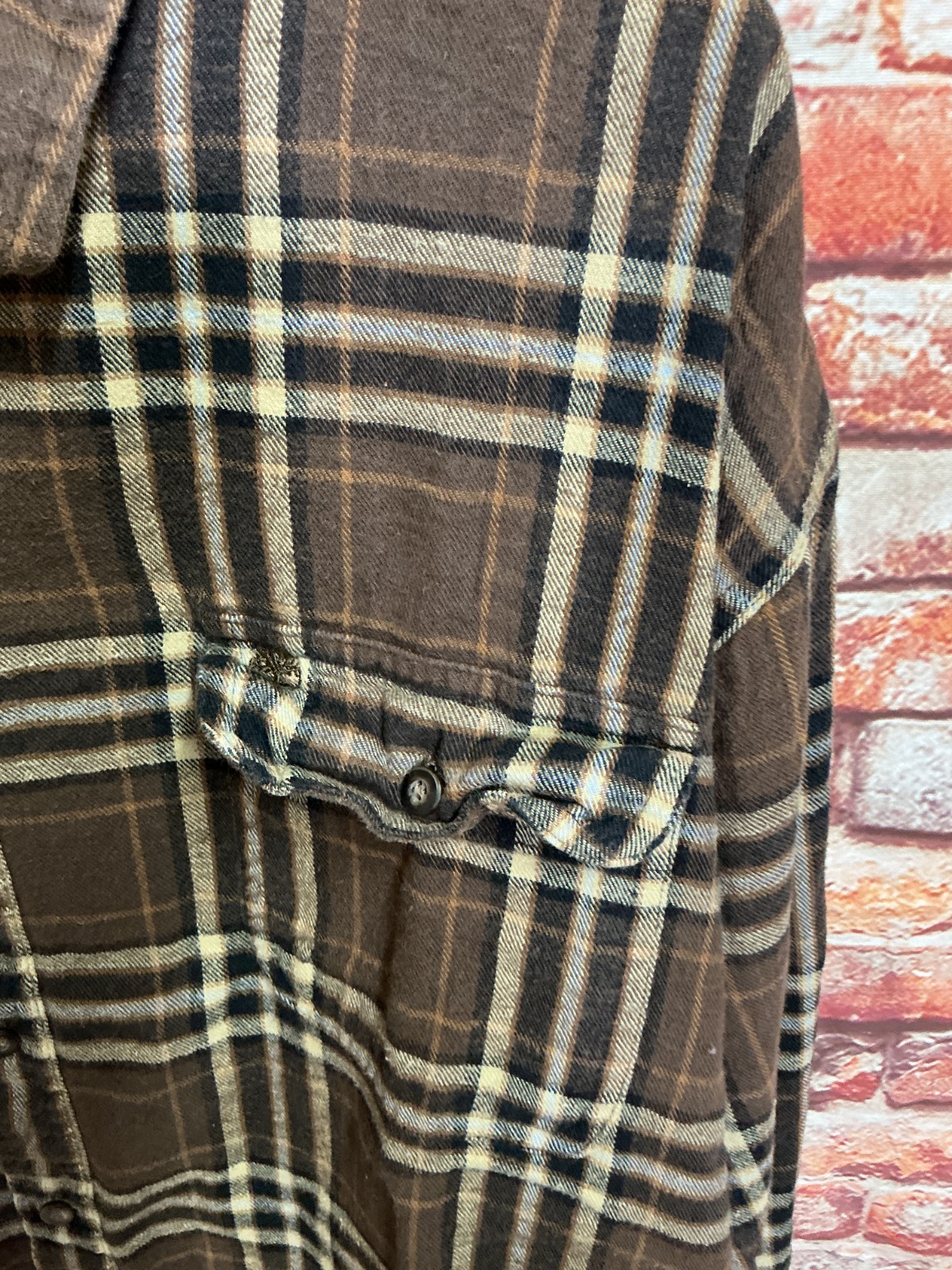 Timberland brown/tan/black stripe plaid flannel Extra Large (XL) Shirt