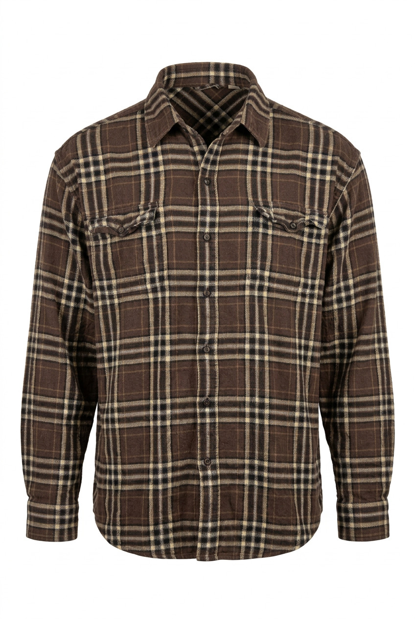Timberland brown/tan/black stripe plaid flannel Extra Large (XL) Shirt