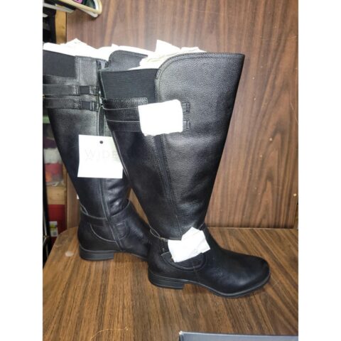 Naturalizer Womens 6 Jackie Black Leather Riding Boots Knee-High Zip NWT