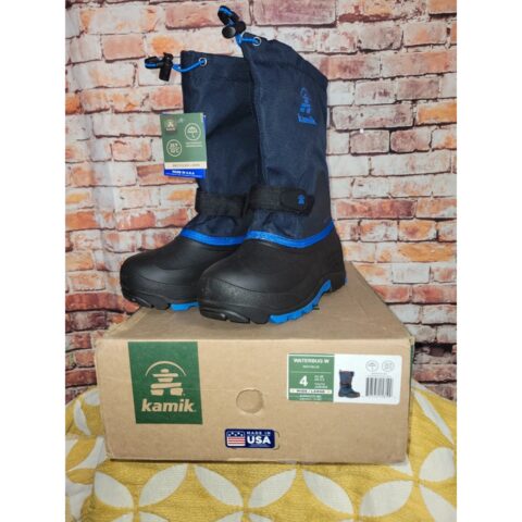 Kamik Waterbug 5 Youth Snow Boots Size 4 Navy Blue Waterproof Winter Boots