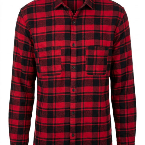 Divided Cotton Red/Black Plaid Flannel Large (L) Long Sleeve Shirt