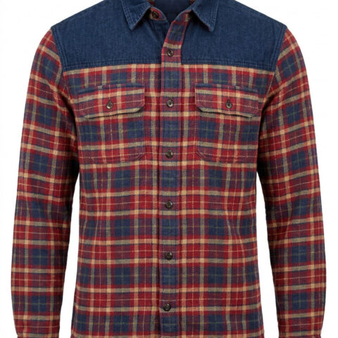 American Eagle Outfitters Red/navy/tan Plaid Flannel Medium Shirt