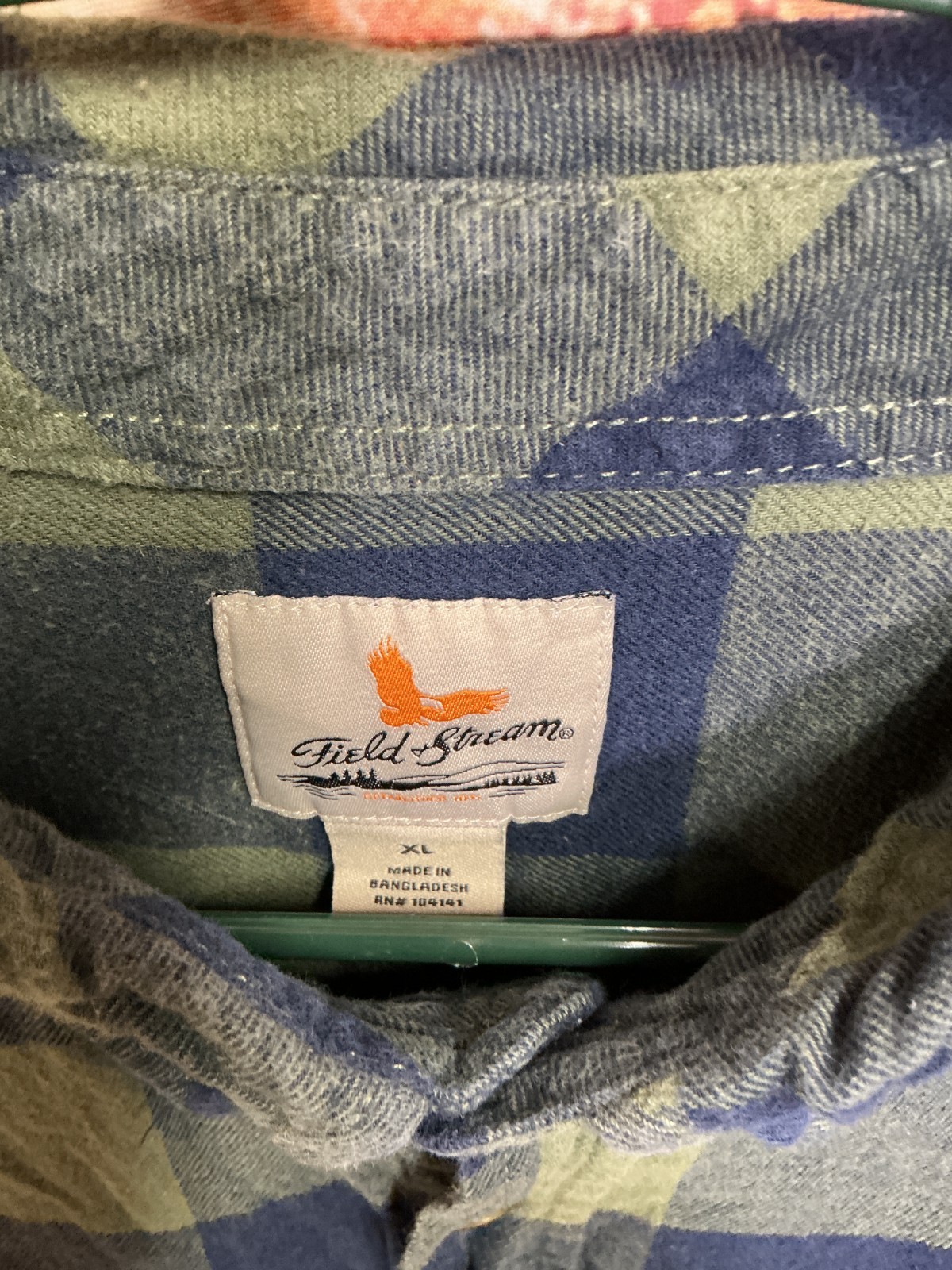 Field and Stream Green/navy buffalo/tartan Plaid Flannel XL Shirt